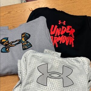 Under Armour Kids' Black, Gray, and Red Sweatshirts 2-YXL and 1-adult S